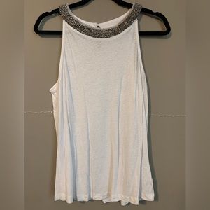NWOT Christian Siriano White Beaded Tank Top Size Large